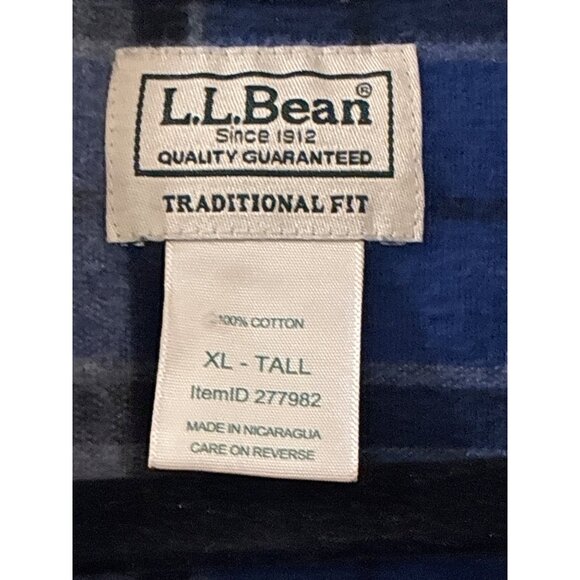 L.L. Bean Blue & Gray Plaid Long Sleeve Chamois Flannel Cotton Shirt XL Tall - Picture 5 of 6